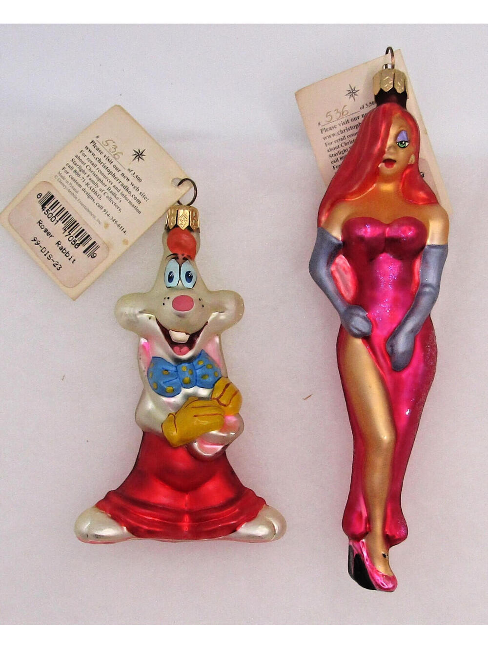 Christopher Radko 1999 Disney Roger Rabbit and Jessica Rabbit with Box